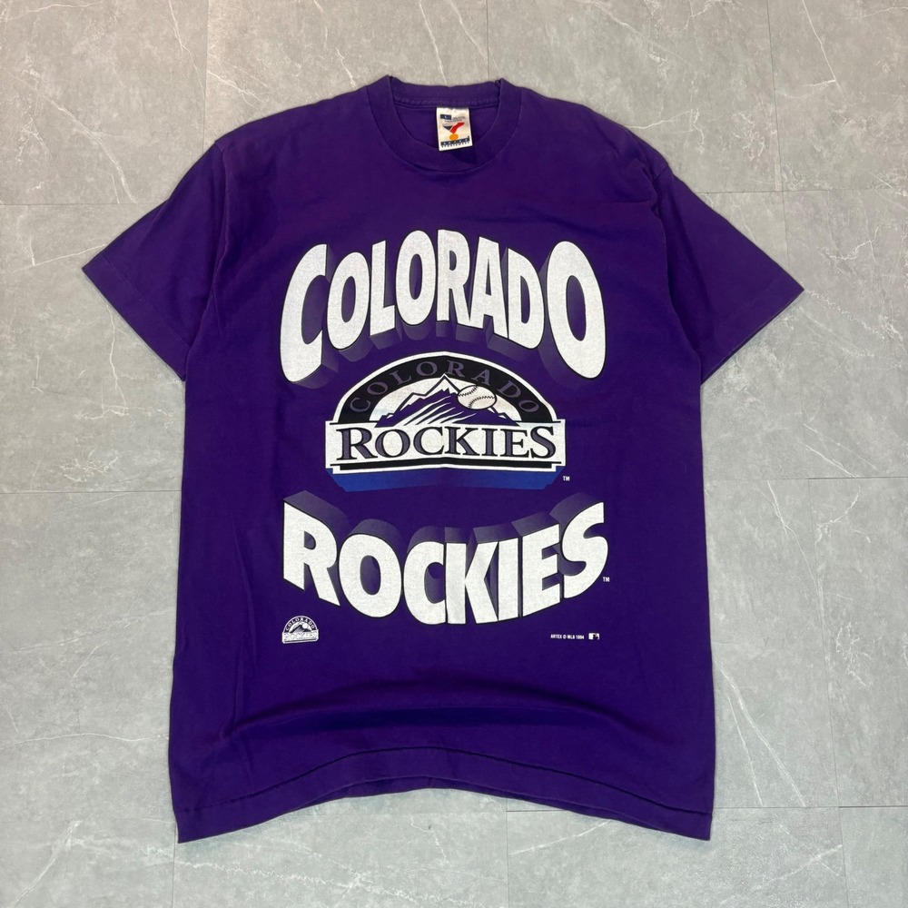 Vintage 1994 Colorado Rockies MLB T-Shirt Artex Sportswear Purple Mens Large USA